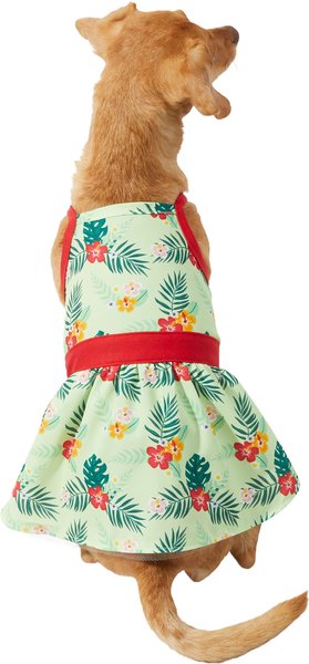 Cute Floral Small Pet Girl Dog Dresses Harness and Lead Puppy Cat