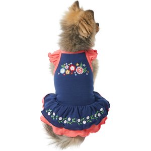 Frisco Embroidered Floral Dog & Cat Dress, Medium