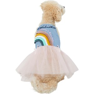 Frisco Rainbow Denim Dog & Cat Dress, X-Small