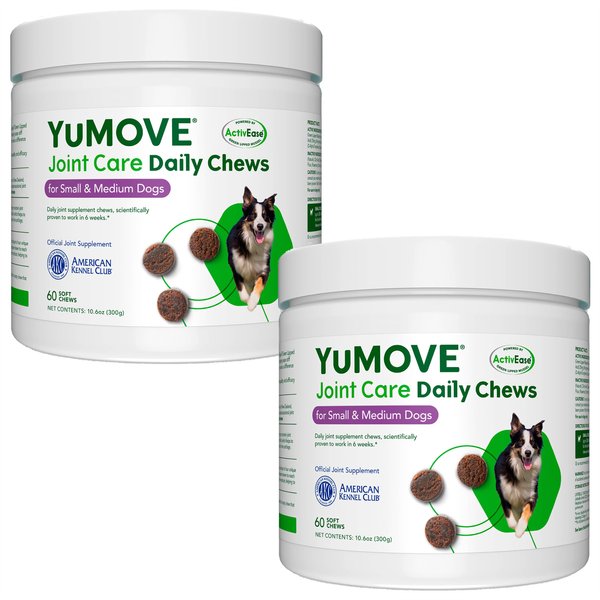 YuMOVE Natural Joint Health Hickory Flavor Small & Medium Breed Soft Chew Dog Supplements, 120 count slide 1 of 7