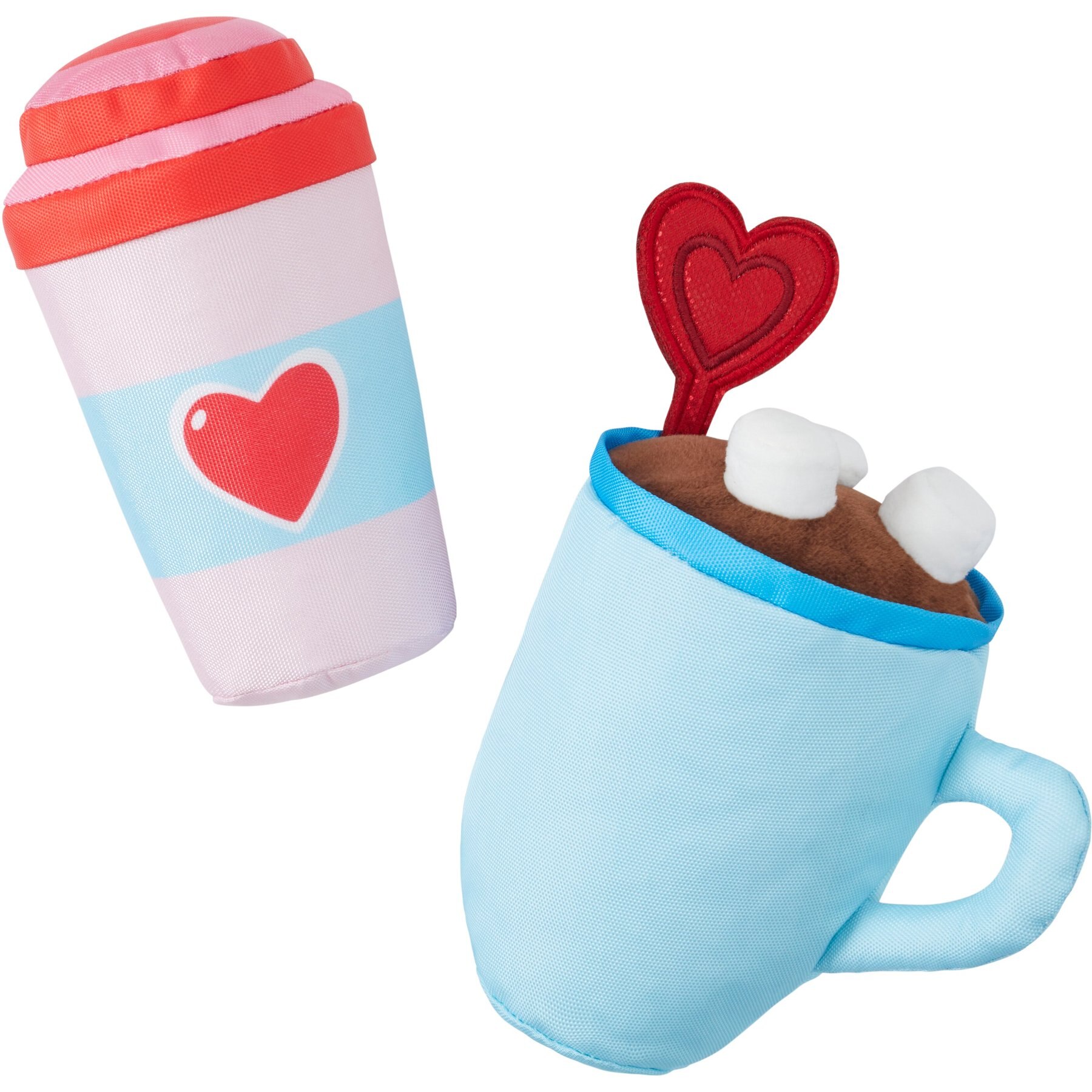 Frisco Valentine Coffee for Two Ballistic Nylon Plush Squeaky Dog Toy