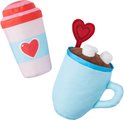Frisco Valentine Coffee for Two Plush Squeaky Dog Toy, Medium, 2 count