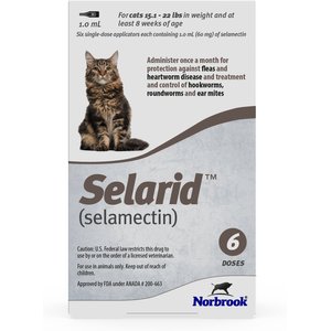 Selarid Topical Solution for Cats, 15.1-22 lbs, (Taupe Box), 6 Doses (6-mos. supply)