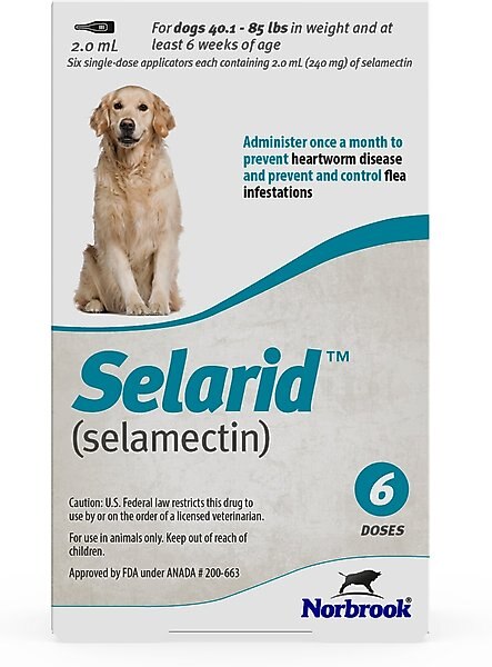 Selarid Topical Solution for Dogs, 40.1-85 lbs, (Teal Box), 6 Doses (6-mos. supply) slide 1 of 3