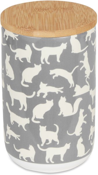 Bone Dry "Cat Loves to Eat Fish" Ceramic Cat Bowl & Canister Set