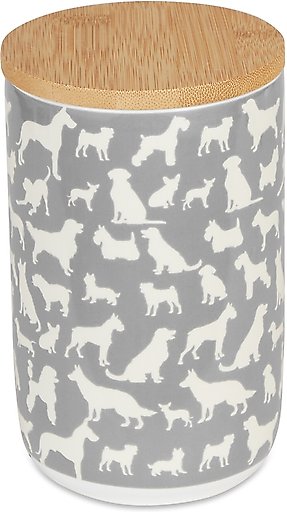Bone Dry Ceramic Show Dog Treat Canister, Gray
