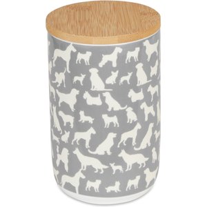 Bone Dry Ceramic Show Dog Treat Canister, Gray
