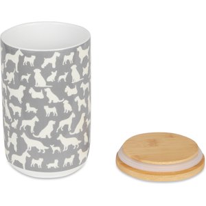 Bone Dry Ceramic Show Dog Treat Canister, Gray