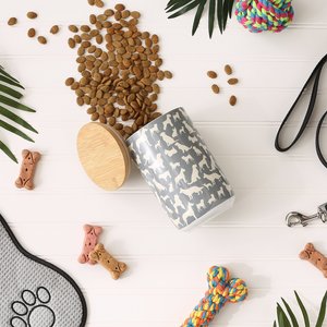 Bone Dry Ceramic Show Dog Treat Canister, Gray