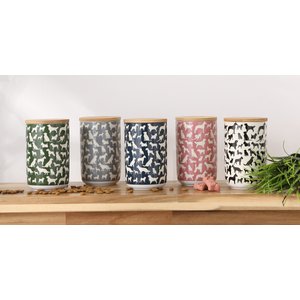 Bone Dry Ceramic Show Dog Treat Canister, Gray