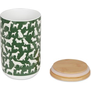 Bone Dry Ceramic Show Dog Treat Canister, Hunter Green