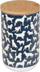 Bone Dry Ceramic Show Dog Treat Canister, Navy