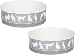 Bone Dry Meow Set Cat Bowl, Gray, Large