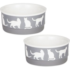 Bone Dry Meow Set Cat Bowl, Gray, Small