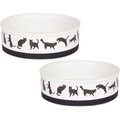 Bone Dry Meow Set Cat Bowl, Black & White, Large