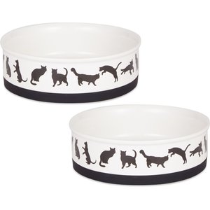 Bone Dry Meow Set Cat Bowl, Black & White, Large