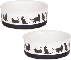 Bone Dry Meow Set Cat Bowl, Black & White, Medium