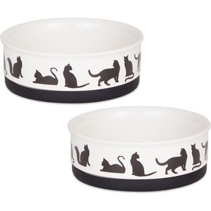 Bone Dry Meow Set Cat Bowl, Black & White, Medium