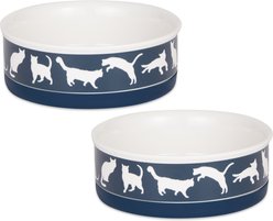 Bone Dry Meow Set Cat Bowl, Navy, Medium