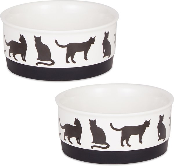 Bone Dry Meow Set Cat Bowl, Black & White, Small slide 1 of 8