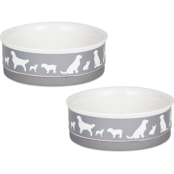 PETRAGEOUS DESIGNS Toftee's Paws Double Diner Elevated Pet Bowls, Taupe