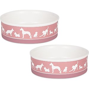 Bone Dry Show Set Dog Bowl, Rose, Large