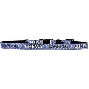 Yellow Dog Design Country Modern Blue Chevron Polyester Personalized Standard Dog Collar, X-Small