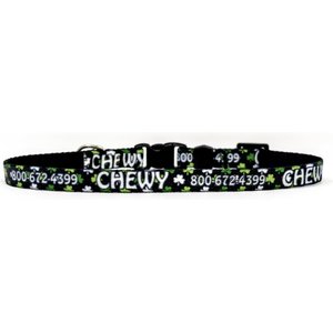 Yellow Dog Design Lucky Clovers Polyester Personalized Standard Dog Collar, X-Small
