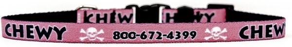 Yellow Dog Design Pink Skulls Polyester Personalized Standard Dog Collar, X-Small slide 1 of 3