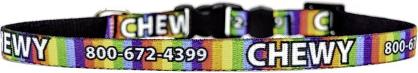 Yellow Dog Design Rainbow Stripes Polyester Personalized Standard Dog Collar, X-Small slide 1 of 3