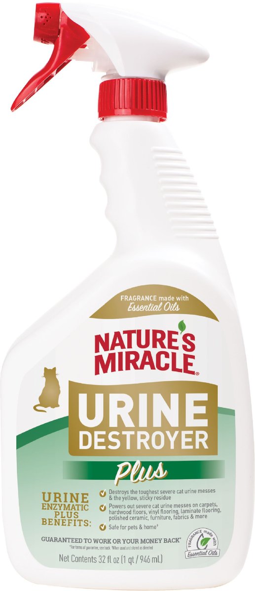 NATURE'S MIRACLE Cat Urine Destroyer Plus Enzymatic Formula Stain Remover  Spray, 32-oz bottle 