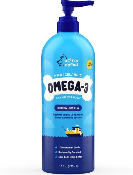 Active Chews Omega 3 Fish Oil Dog Supplement, 16-oz bottle slide 1 of 8