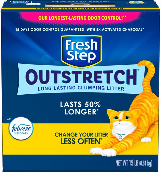 Fresh Step Outstretch Concentrated Febreze Freshness Scented Clumping Clay Cat Litter, 19-lb box slide 1 of 10