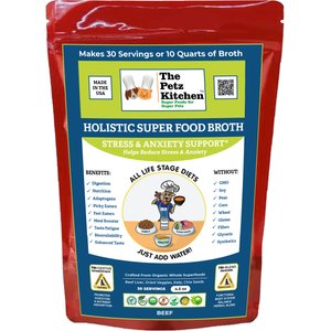 The Petz Kitchen Holistic Super Food Broth Anxiety Support Beef Flavor Concentrate Powder Dog & Cat Supplement, 4.5-oz bag