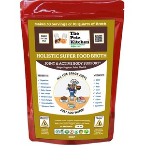 The Petz Kitchen Holistic Super Food Broth Joint Support Concentrate Powder Beef Flavor Dog & Cat Supplement, 4.5-oz bag