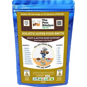 The Petz Kitchen Holistic Super Food Broth Joint Support Pork Flavor Concentrate Powder Dog & Cat Supplement, 4.5-oz bag
