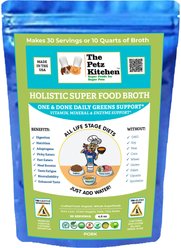 The Petz Kitchen Holistic Super Food Broth One & Done Daily Greens Support Pork Flavor Concentrate Powder Dog & Cat Supplement, 4.5-oz bag
