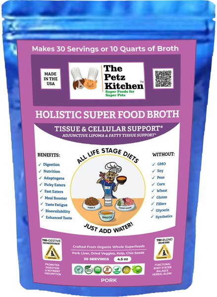 The Petz Kitchen Holistic Super Food Broth Tissue & Cell Support Pork Flavor Concentrate Powder Dog & Cat Supplement, 4.5-oz bag slide 1 of 7