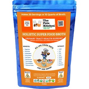 The Petz Kitchen Holistic Super Food Broth Urinary Track Health Support Pork Flavor Concentrate Powder Dog & Cat Supplement, 4.5-oz bag