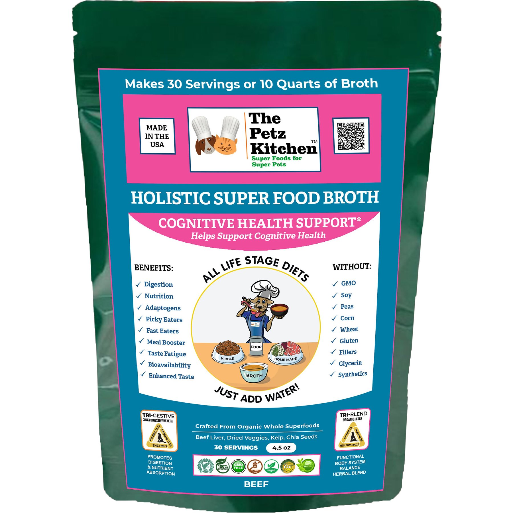 Super Food Broth One & Done* Vitamin, Mineral & Enzyme The Petz Kitchen Dogs Cats