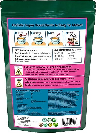 The Petz Kitchen Holistic Super Food Broth Cognitive Support Beef Flavor Concentrate Powder Dog & Cat Supplement, 4.5-oz bag
