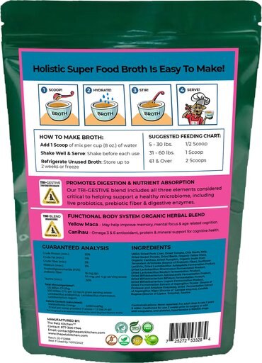 The Petz Kitchen Holistic Super Food Broth Cognitive Support Pork Flavor Concentrate Powder Dog & Cat Supplement, 4.5-oz bag