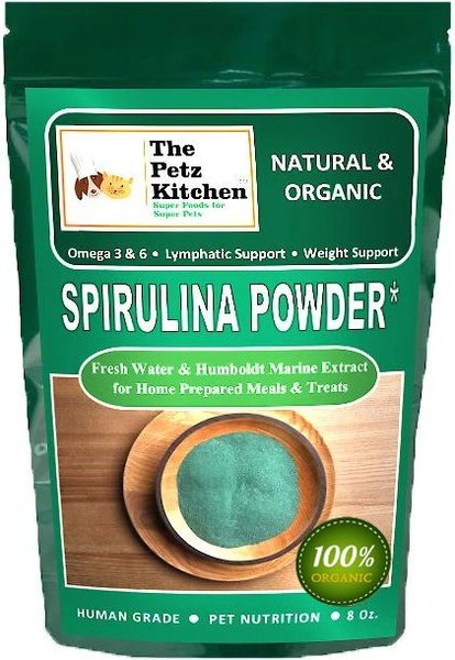 The Petz Kitchen Spirulina Omega 3 6 Lymphatic Weight Probiotic Immune Support Dog Cat Supplement