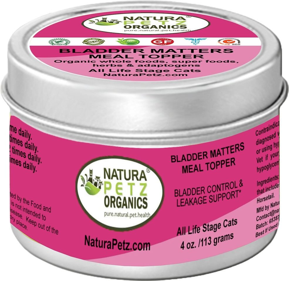 NATURA PETZ ORGANICS BLADDER MATTERS MAX MEAL TOPPER Bladder Control &  Leakage Support* Cat Supplement, 4-oz jar 