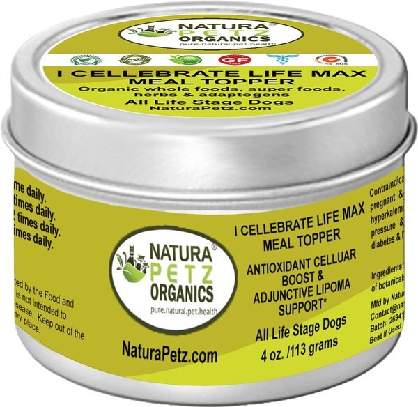 Natura Petz Organics I CELLEBRATE LIFE MAX MEAL TOPPER- Antioxidant Cellular Boost + Adjunctive Lipoma Support* Dog Supplement, 4-oz jar slide 1 of 4