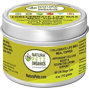 Natura Petz Organics I CELLEBRATE LIFE MAX MEAL TOPPER- Antioxidant Cellular Boost + Adjunctive Lipoma Support* Cat Supplement, 4-oz jar