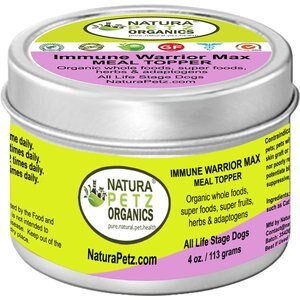 Natura Petz Organics IMMUNE WARRIOR MAX MEAL TOPPER* MASTER BLEND Immune Regulator & Anti-Inflammatory Support* Dog Supplement, 4-oz jar