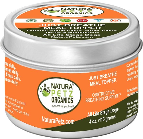 Natura Petz Organics JUST BREATHE MEAL TOPPER* Obstructive Breathing Support* Dog Supplement, 4-oz jar slide 1 of 4