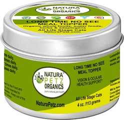 Natura Petz Organics LONG TIME NO SEE MEAL TOPPER* Vision & Ocular Health Support* Cat Supplement, 4-oz jar