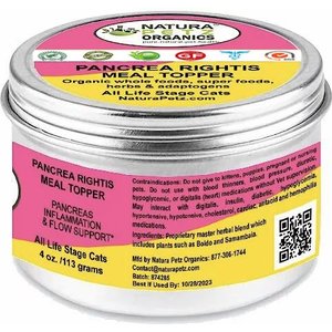 Natura Petz Organics PANCREA RIGHTIS MAX MEAL TOPPER* Pancreas Inflammation & Flow Support* Cat Supplement, 4-oz jar